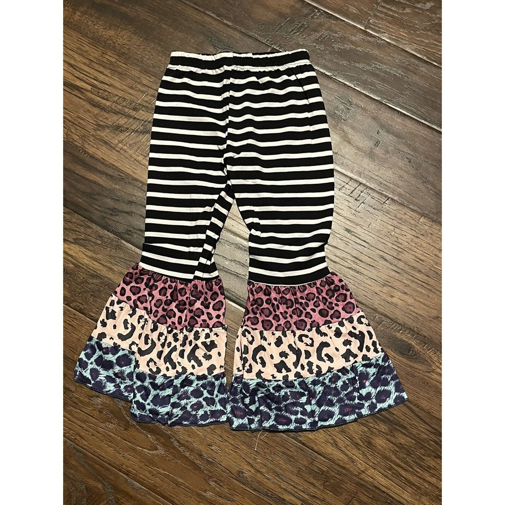 NEW Boutique Animal Print Ruffle Tunic Dress & Leggings Girls Outfit 4/5 - Picture 3 of 3